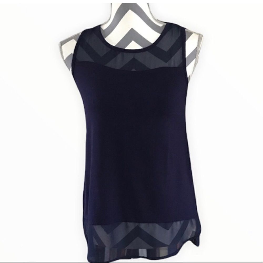 Vince Camuto XS Sleeveless Navy Blue Top